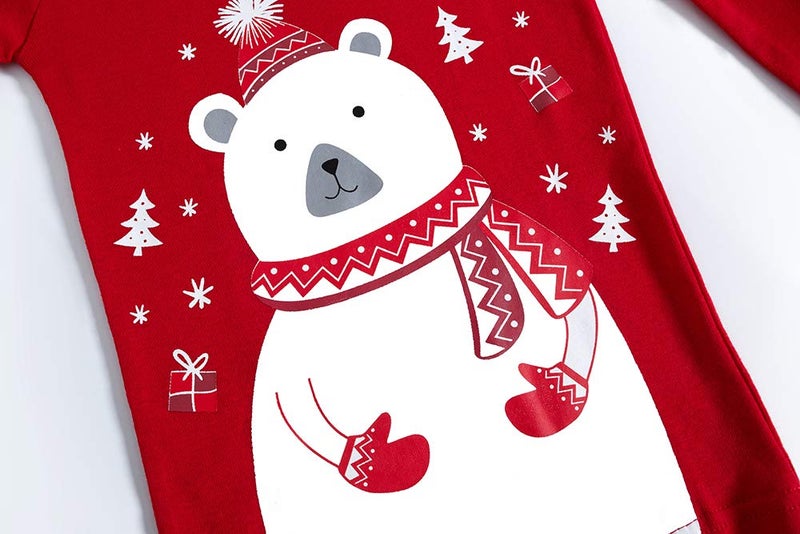 KikizYe Girls & Boys Polar Bear Christmas Pajamas Kids Long Sleeve 100% Cotton Pjs Size 6 - Image 3